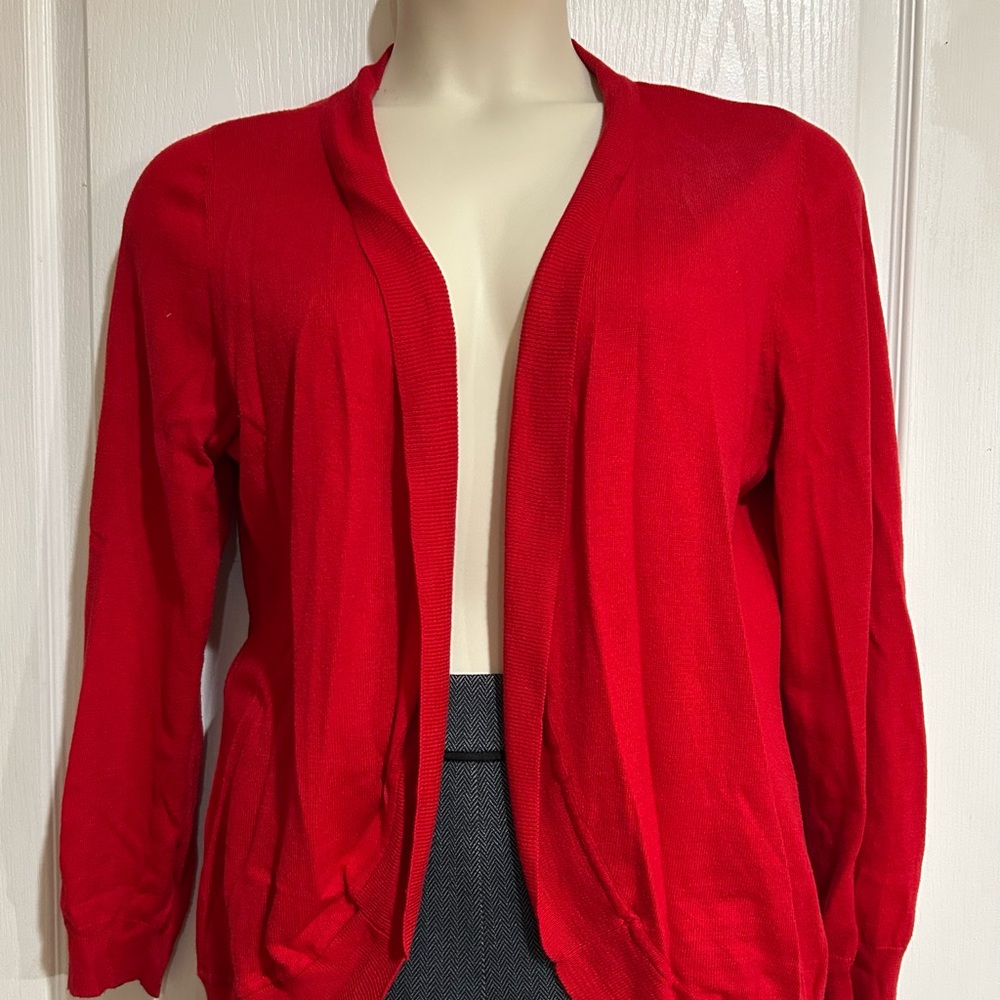 Liz Claiborne Vibrant Red Open Cardigan